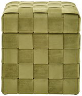 Grüner Hocker mit Stauraum, Vorderansicht, mit gewebtem Design