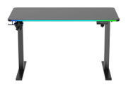 Moderner E-Gaming Tisch mit LED-Beleuchtung, frontal betrachtet.