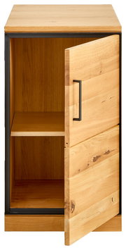 Holz-Anstellcontainer mit geöffneter Tür, Frontansicht