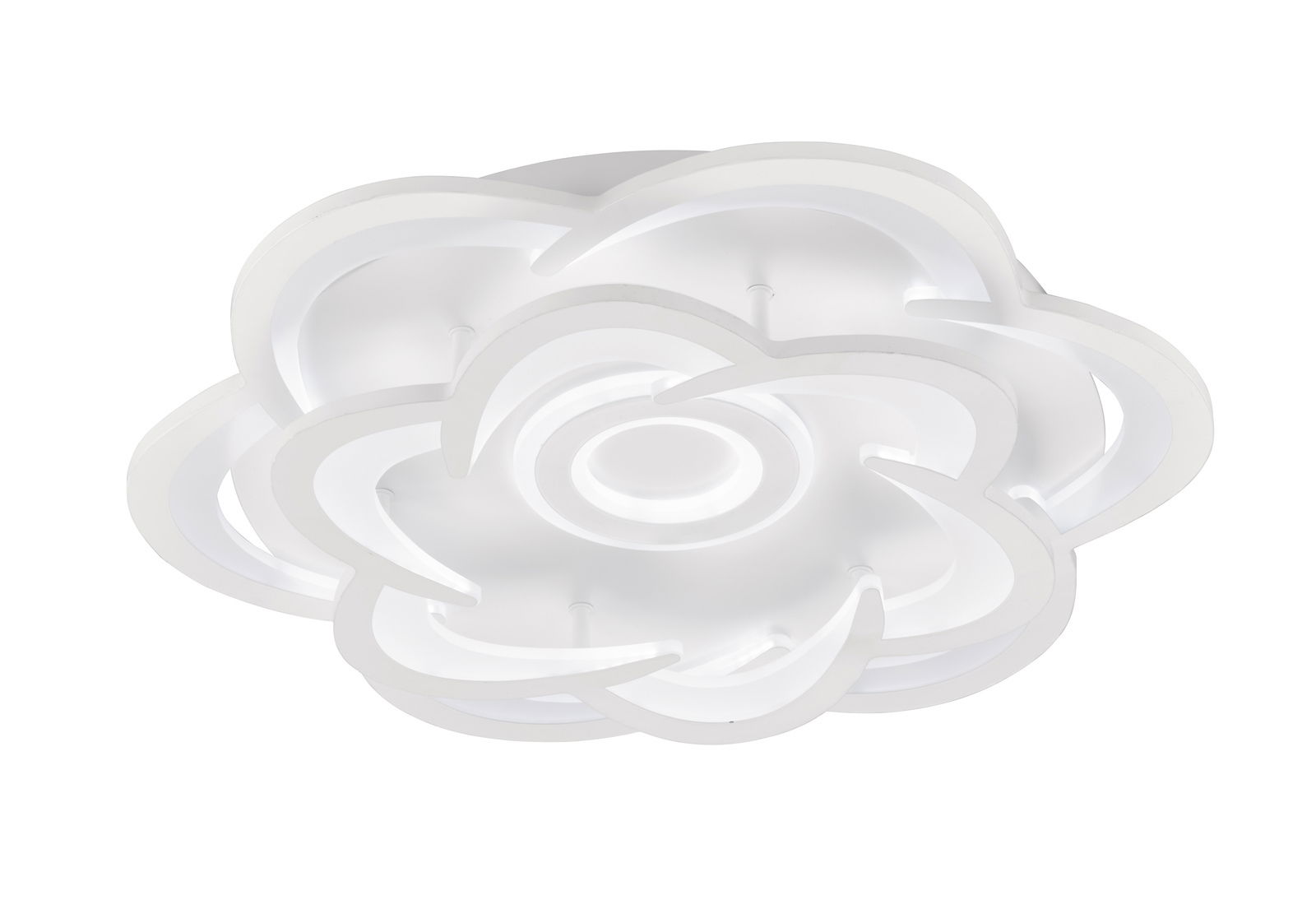 WOFI Leuchten LED-Deckenleuchte Moderne LED-Deckenleuchte in weißer Blütenform, seitliche Perspektive