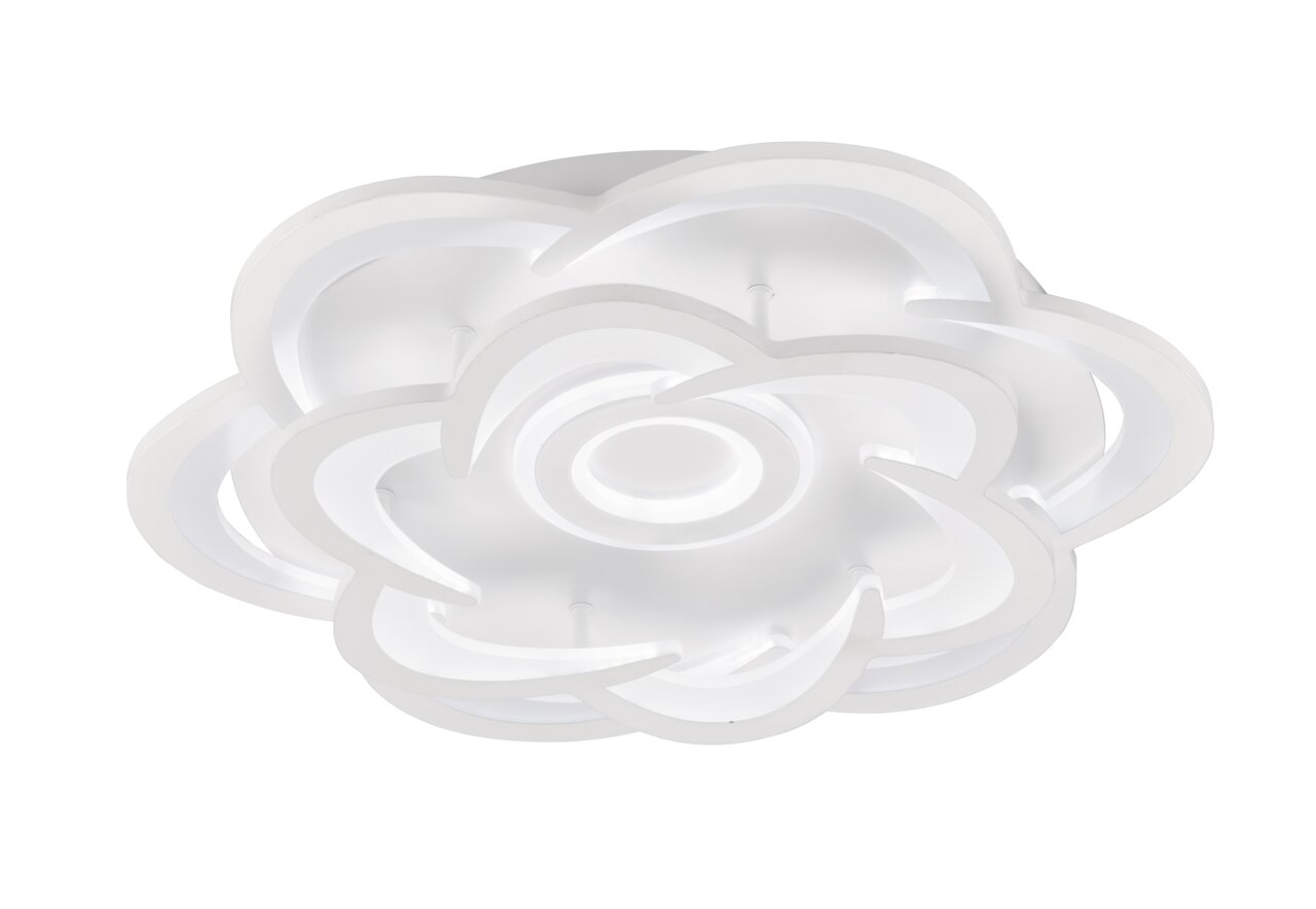 WOFI Leuchten LED-Deckenleuchte Moderne LED-Deckenleuchte in weißer Blütenform, seitliche Perspektive