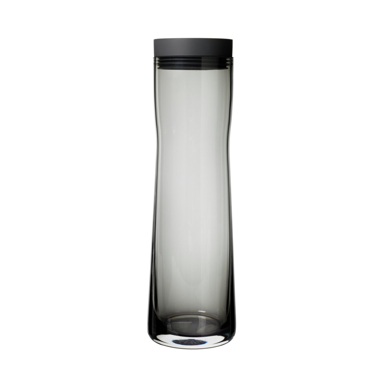Transparente Wasserkaraffe SPLASH mit schwarzem Deckel, frontale Ansicht