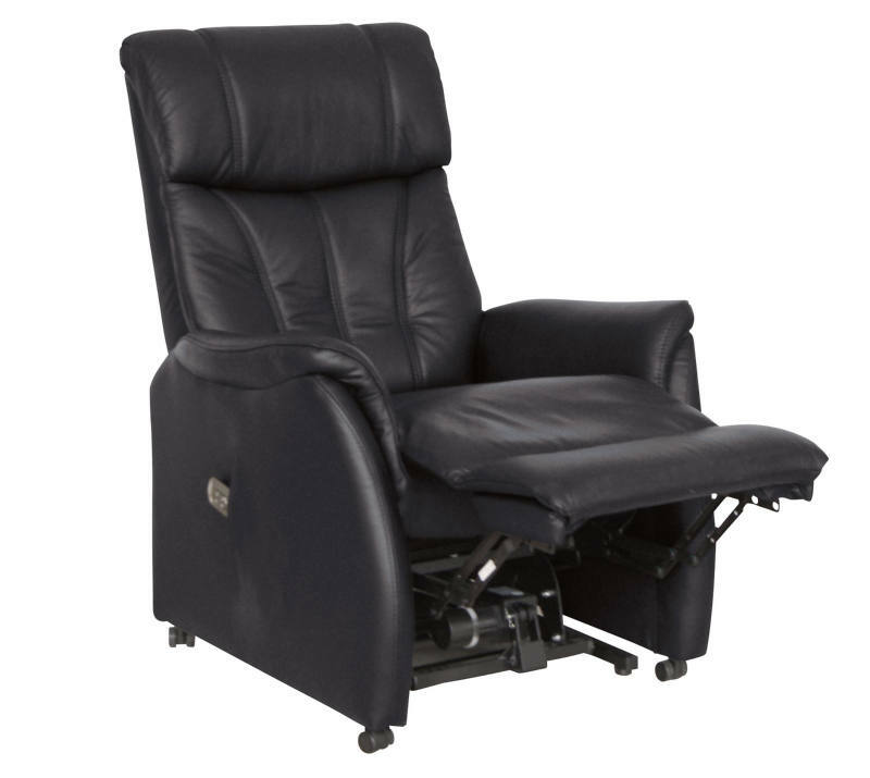 Schwarzer Fernsehsessel Cantus PORTLAND in halbliegender Position, seitliche Perspektive