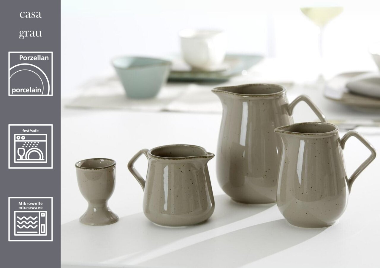 Grauer Porzellan-Eierbecher aus der CASA-Serie von Ritzenhoff & Breker, seitliche Perspektive