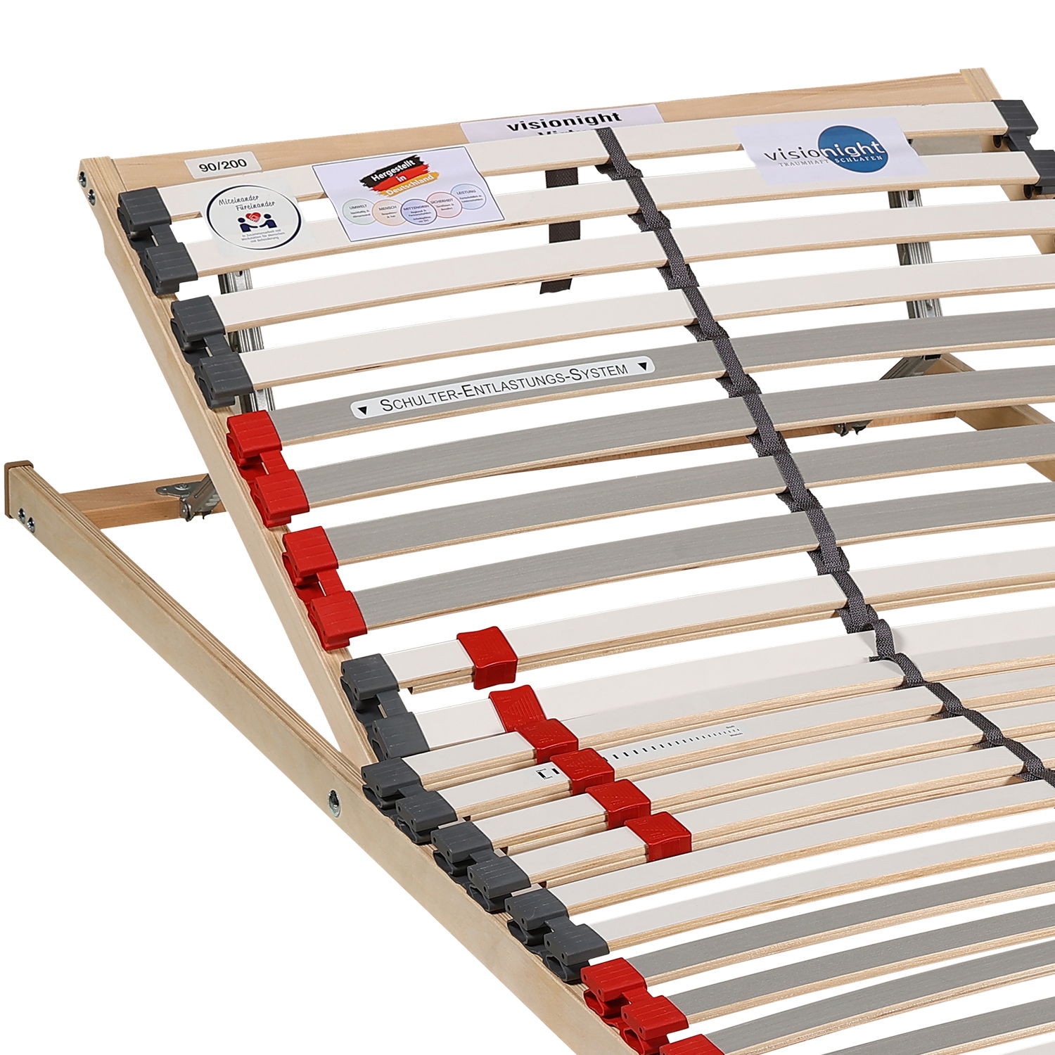 Lattenrost mit verstellbaren Leisten und Schulter-Entlastungs-System, seitliche Perspektive