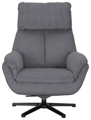 Grauer Sessel mit geripptem Stoffbezug, Frontalansicht