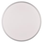 Runde Deckenleuchte YUMA in Draufsicht mit silbernem Rand und weißer Oberfläche