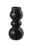 Schwarze Eisenvase mit geschwungenem Design, seitliche Perspektive