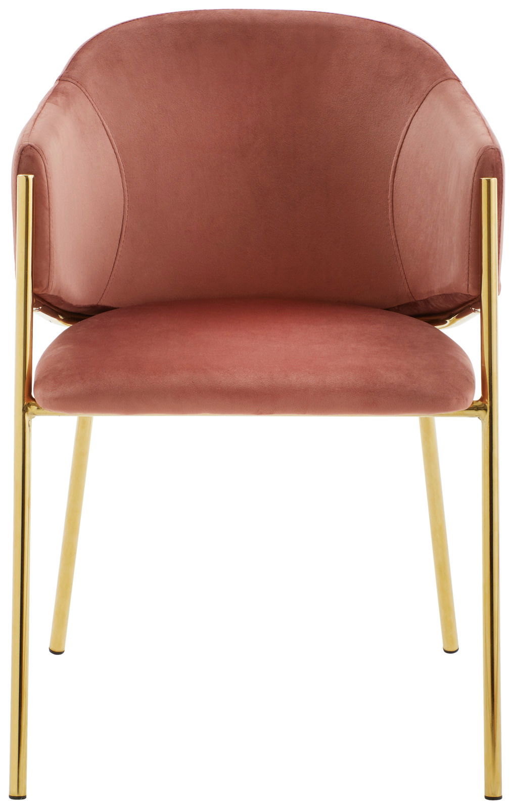Roter Armlehnstuhl mit goldenen Beinen, Frontalansicht