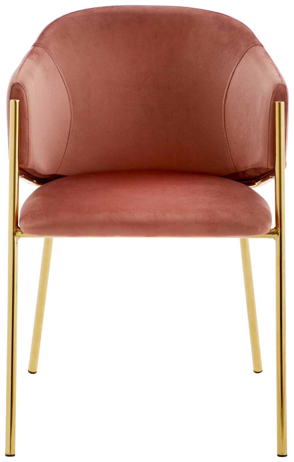 Roter Armlehnstuhl mit goldenen Beinen, Frontalansicht