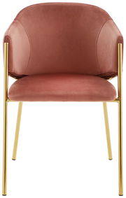 Roter Armlehnstuhl mit goldenen Beinen, Frontalansicht