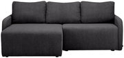 Graues Sofa mit drei Rückenkissen und einer linken Ottomane, Vorderansicht