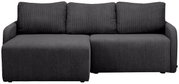 Graues Sofa mit drei Rückenkissen und einer linken Ottomane, Vorderansicht