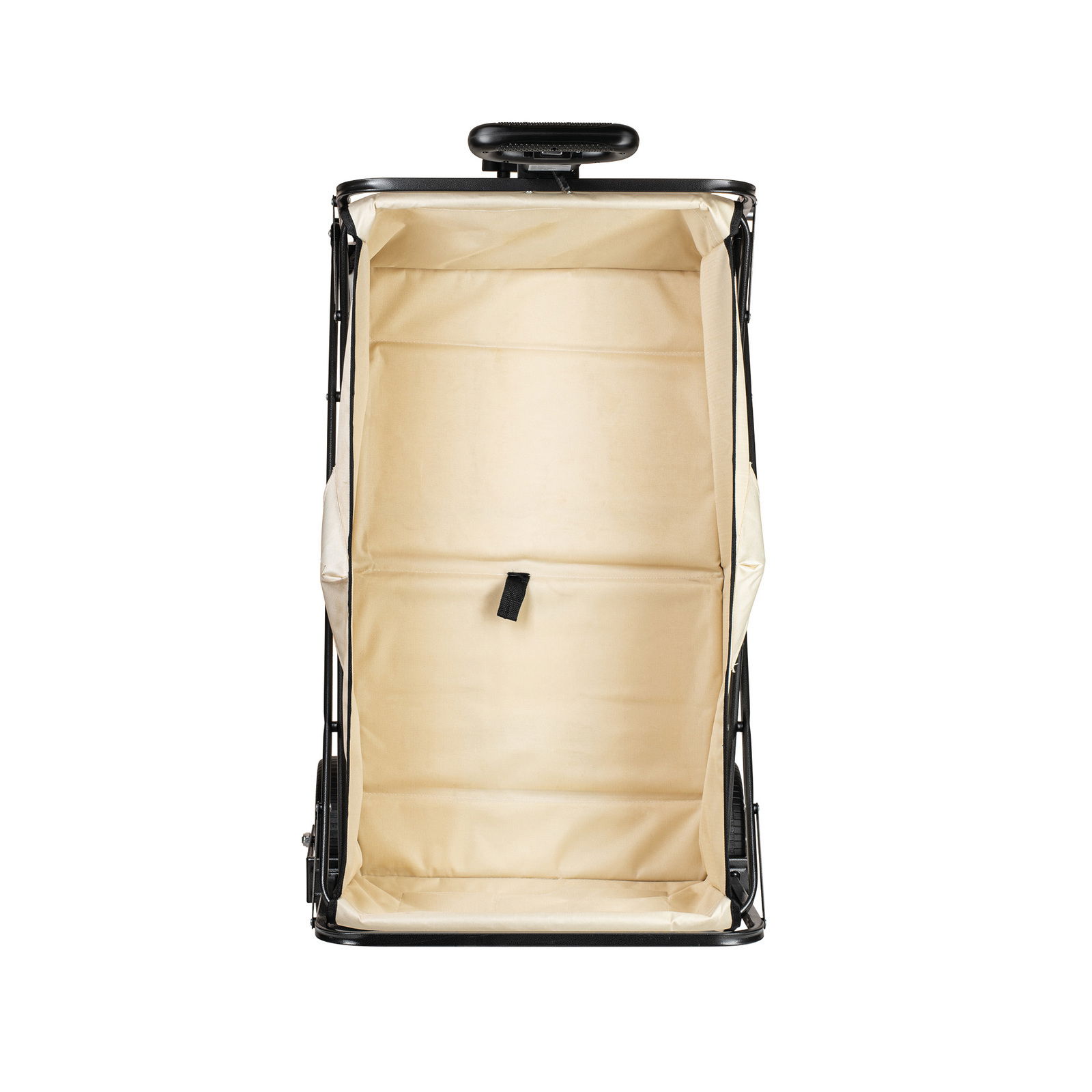 Elektrischer Bollerwagen Falko von oben, beige Innenraum mit schwarzem Rahmen.