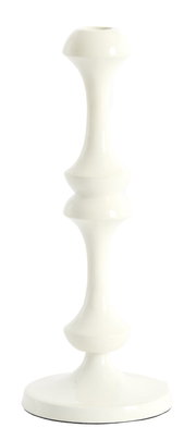 Eleganter weißer Kerzenständer aus Keramik in seitlicher Perspektive