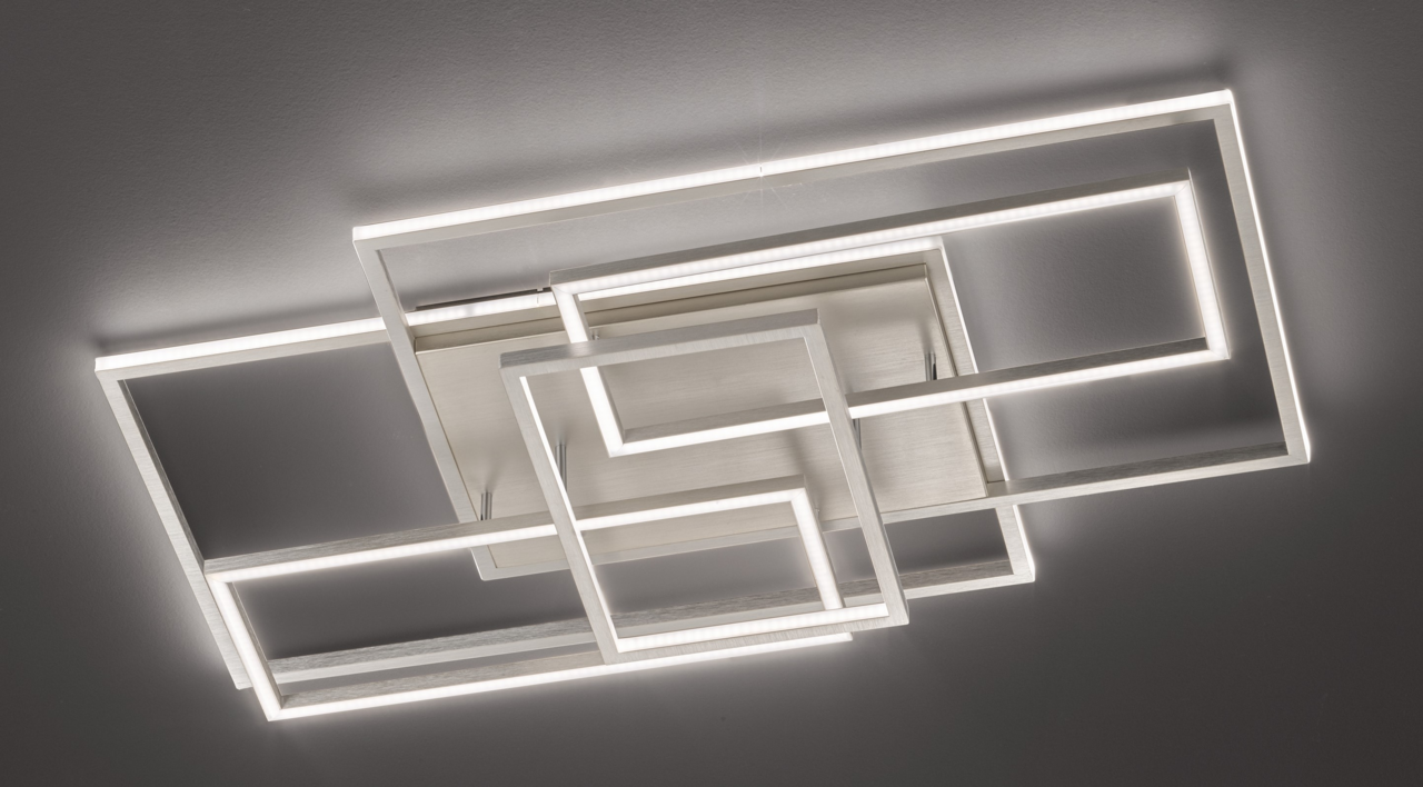 WOFI Leuchten LED-Deckenleuchte VISO Moderne LED-Deckenleuchte mit geometrischem Design aus mehreren ineinander verschachtelten Rechtecken, Ansicht von unten.