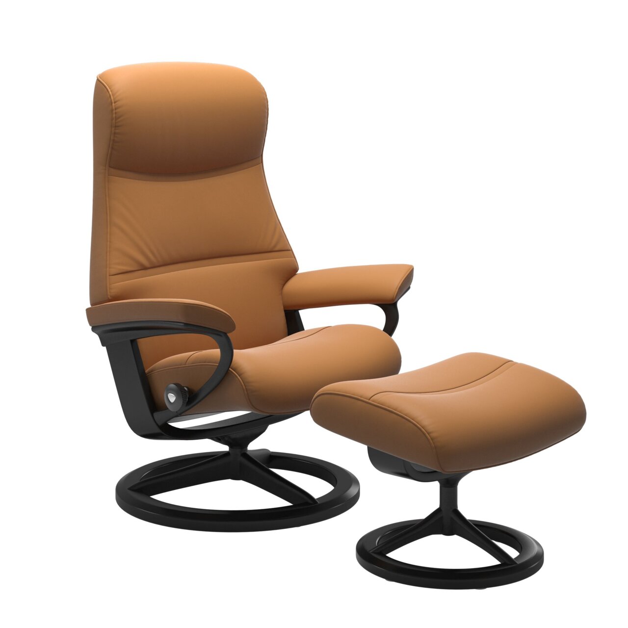Stressless Kruk PHILIP Bequemer brauner Hocker mit passendem Sessel, seitliche Perspektive