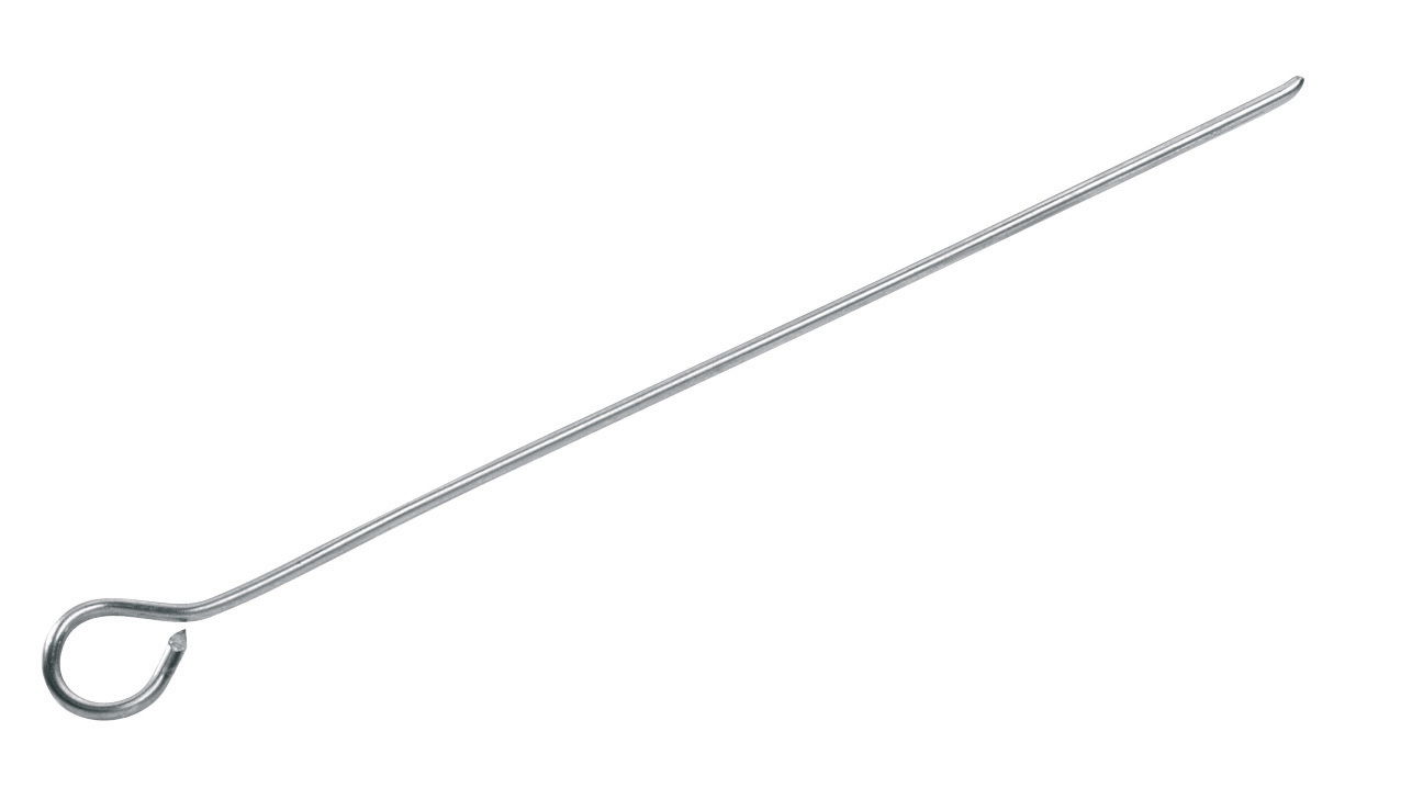 Rouladennadel aus Metall mit Öse, seitliche Perspektive