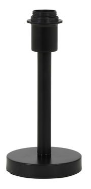 Schwarzer Lampenfuß aus Metall, zylindrische Form, frontal fotografiert.