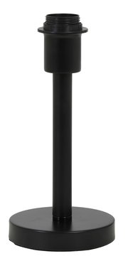 Schwarzer Lampenfuß aus Metall, zylindrische Form, frontal fotografiert.
