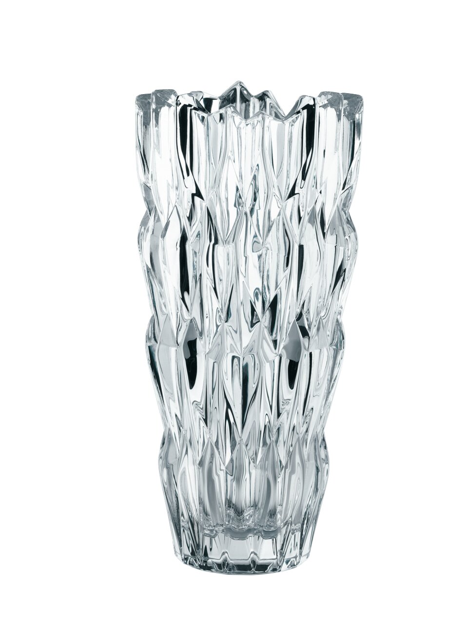 Kristallvase Quartz 26cm mit facettiertem Design, Frontalansicht