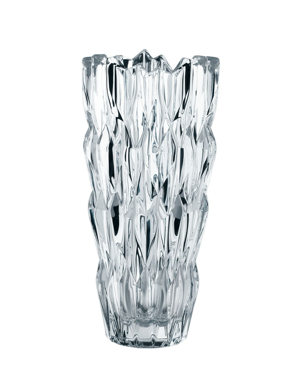 Kristallvase Quartz 26cm mit facettiertem Design, Frontalansicht