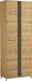 Moderner Dielenschrank aus Holz mit zwei Türen und Metallgriffen, frontal abgebildet.