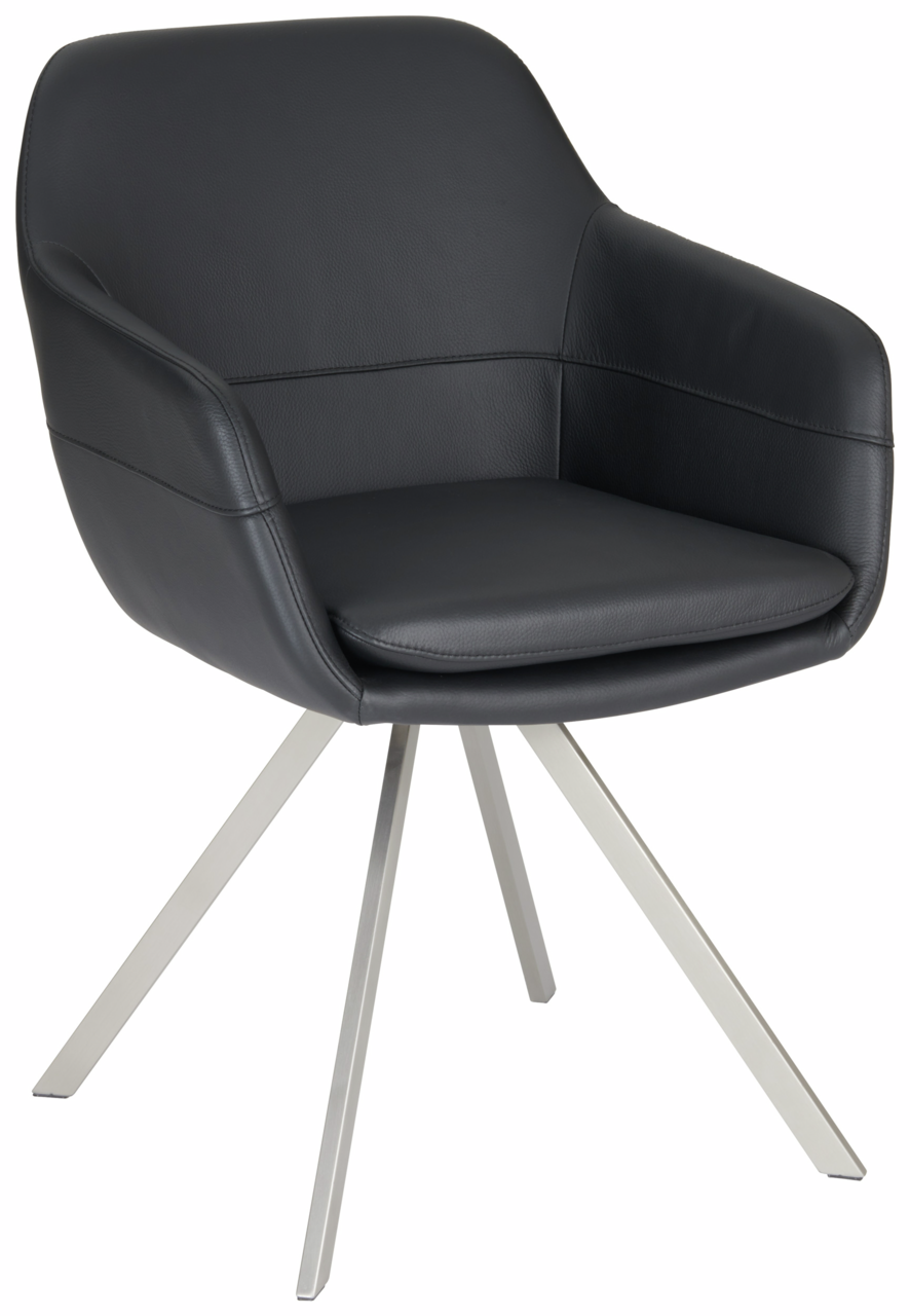 Novel Sessel WESLEY Moderner schwarzer Sessel mit Metallbeinen, seitliche Perspektive
