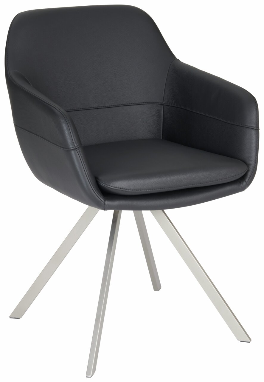 Novel Sessel WESLEY Moderner schwarzer Sessel mit Metallbeinen, seitliche Perspektive