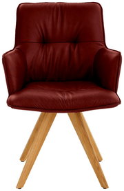 Design-Schalensessel in Bordeauxrot mit Holzbeinen, Frontalansicht