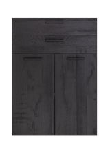 Schwarzes Front-Set Kombi mit zwei Türen und zwei Schubladen, Frontalansicht