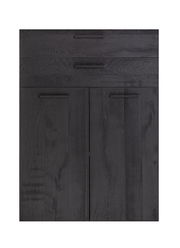 Schwarzes Front-Set Kombi mit zwei Türen und zwei Schubladen, Frontalansicht