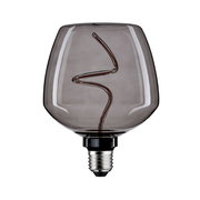 LED Leuchtmittel mit rauchgrauem Glas und spiralförmigem Filament, seitliche Perspektive