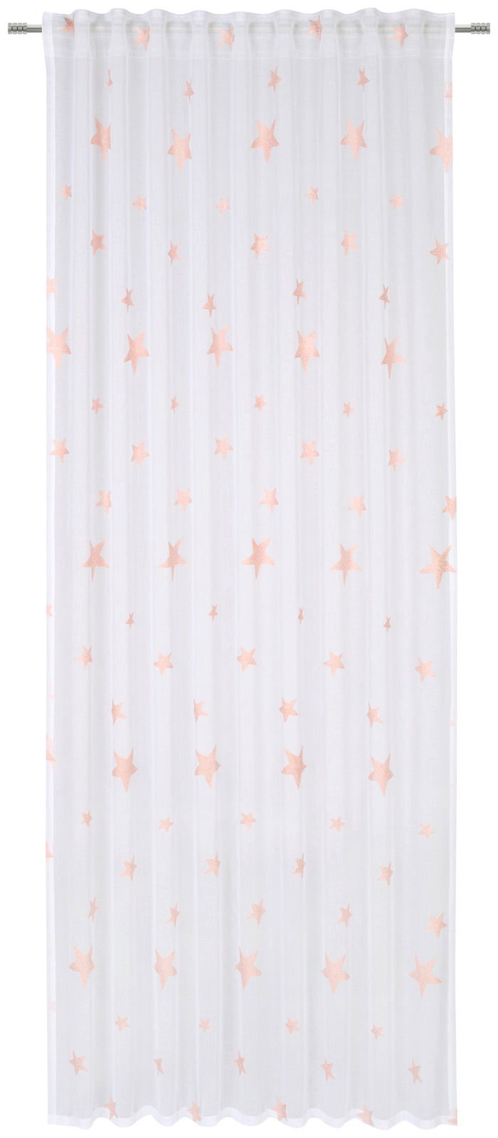 Esposa Fertigvorhang 140x245cm Weißer Fertigvorhang mit rosa Sternenmuster, frontal betrachtet.