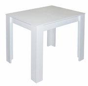 Moderner weißer Esstisch aus Holz, seitliche Perspektive