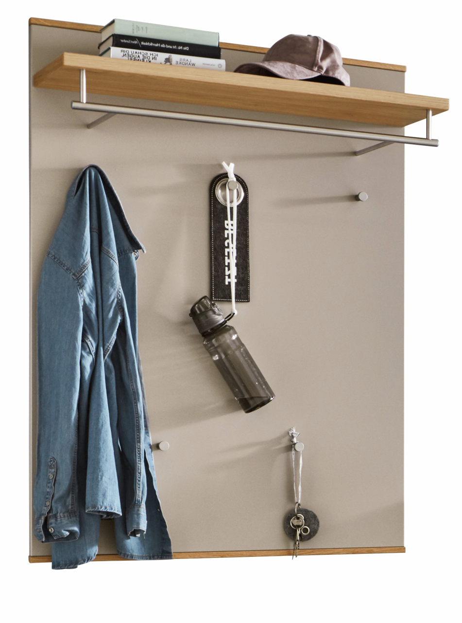 VOSS Garderobenpaneel LOVENO Garderobenpaneel mit Holzablage, Kleiderhaken und Stange, seitliche Perspektive