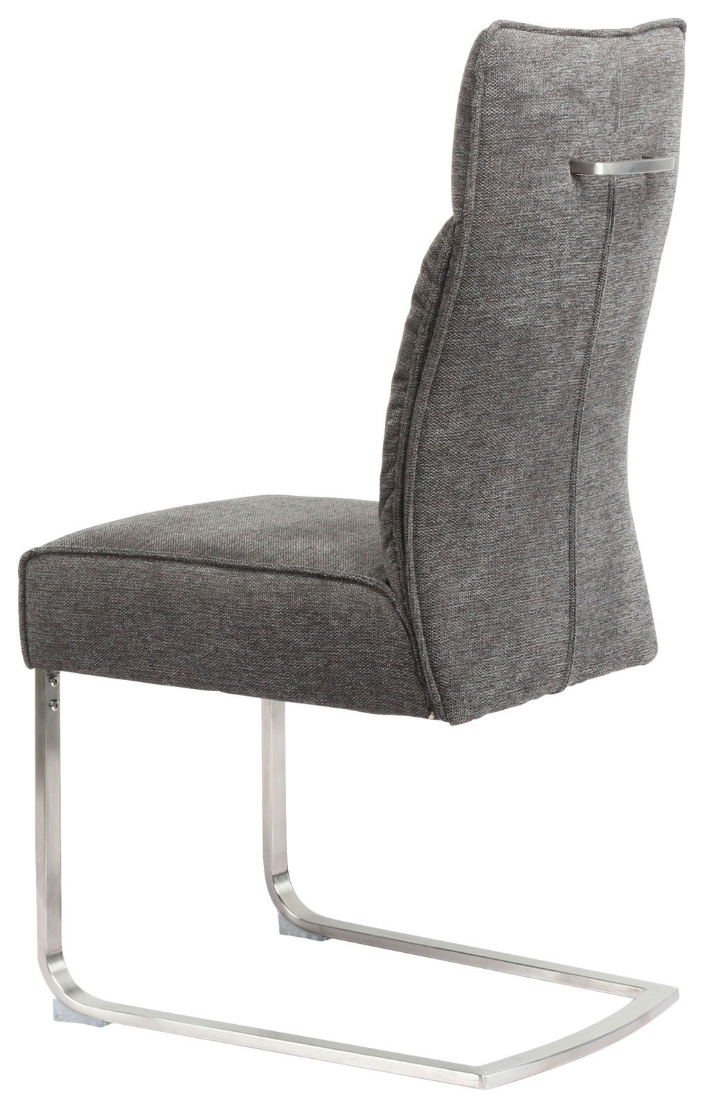 Grauer Freischwinger-Stuhl mit Metallgestell, Seitenansicht