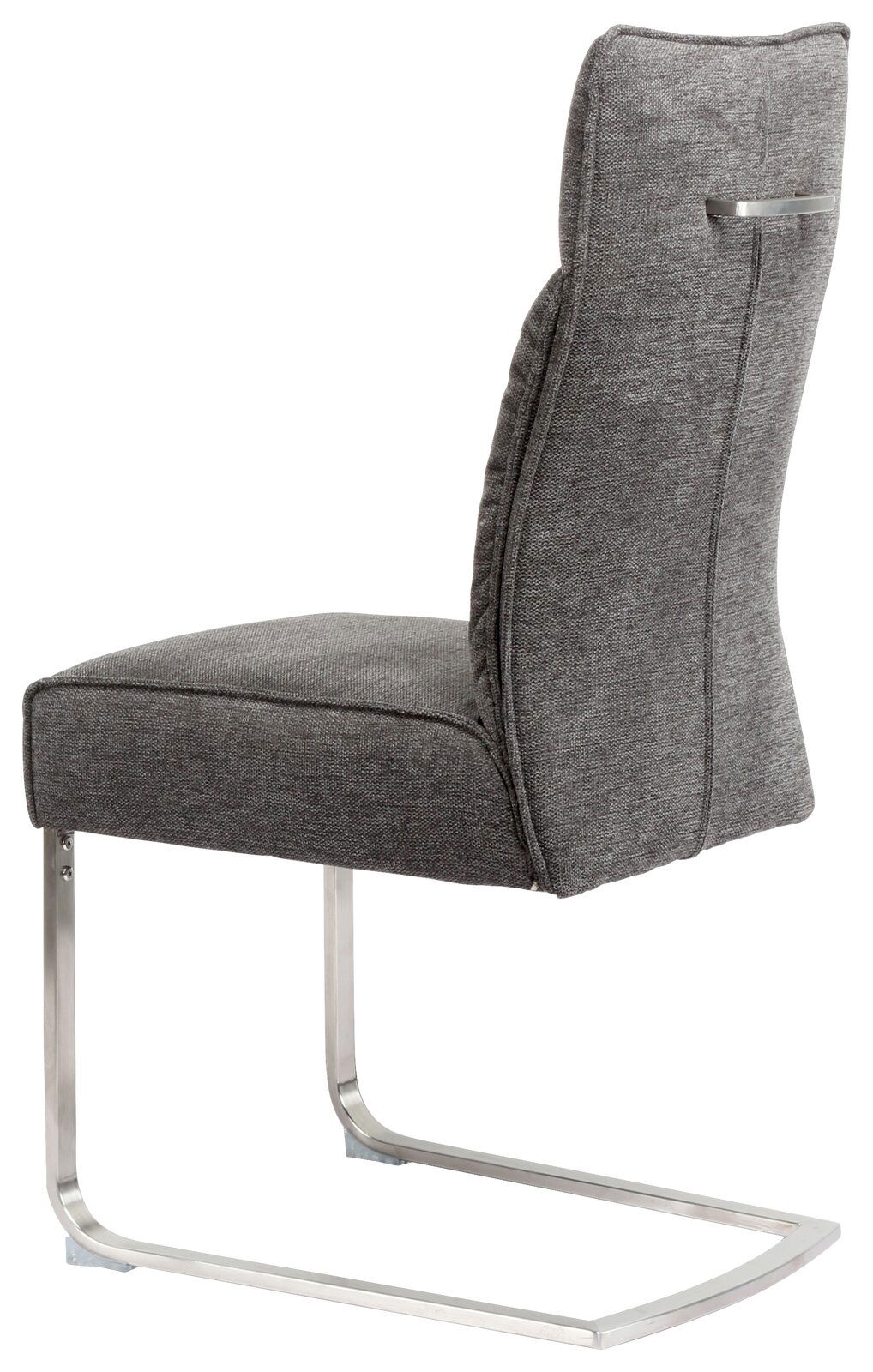 Grauer Freischwinger-Stuhl mit Metallgestell, Seitenansicht