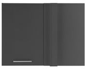 Grauer Aufsatz Eckschrank mit modernem Griff, Ansicht von vorne