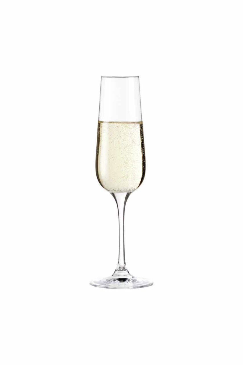 Sektglas Tivoli mit Sekt gefüllt, frontal fotografiert