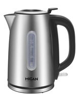 Edelstahl-Wasserkocher mit 1,7 Liter Fassungsvermögen, seitliche Ansicht