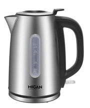 Edelstahl-Wasserkocher mit 1,7 Liter Fassungsvermögen, seitliche Ansicht