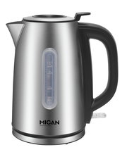 Edelstahl-Wasserkocher mit 1,7 Liter Fassungsvermögen, seitliche Ansicht