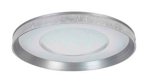 Runde LED-Deckenleuchte aus Metall und Glas in Seitenansicht