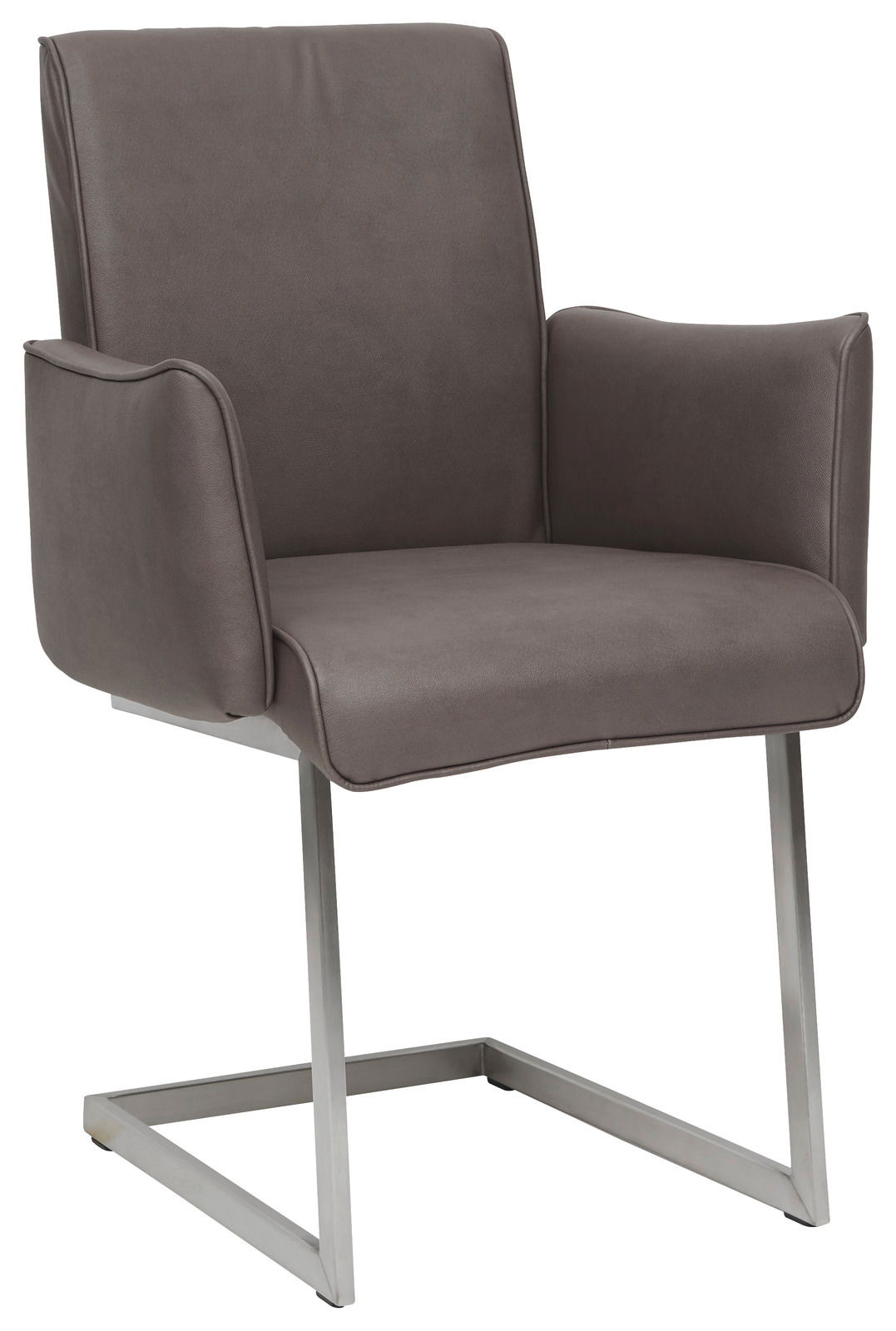 Dieter Knoll Freischwinger-Sessel PLAY Freischwinger-Sessel in braunem Stoff mit Metallgestell, seitliche Perspektive