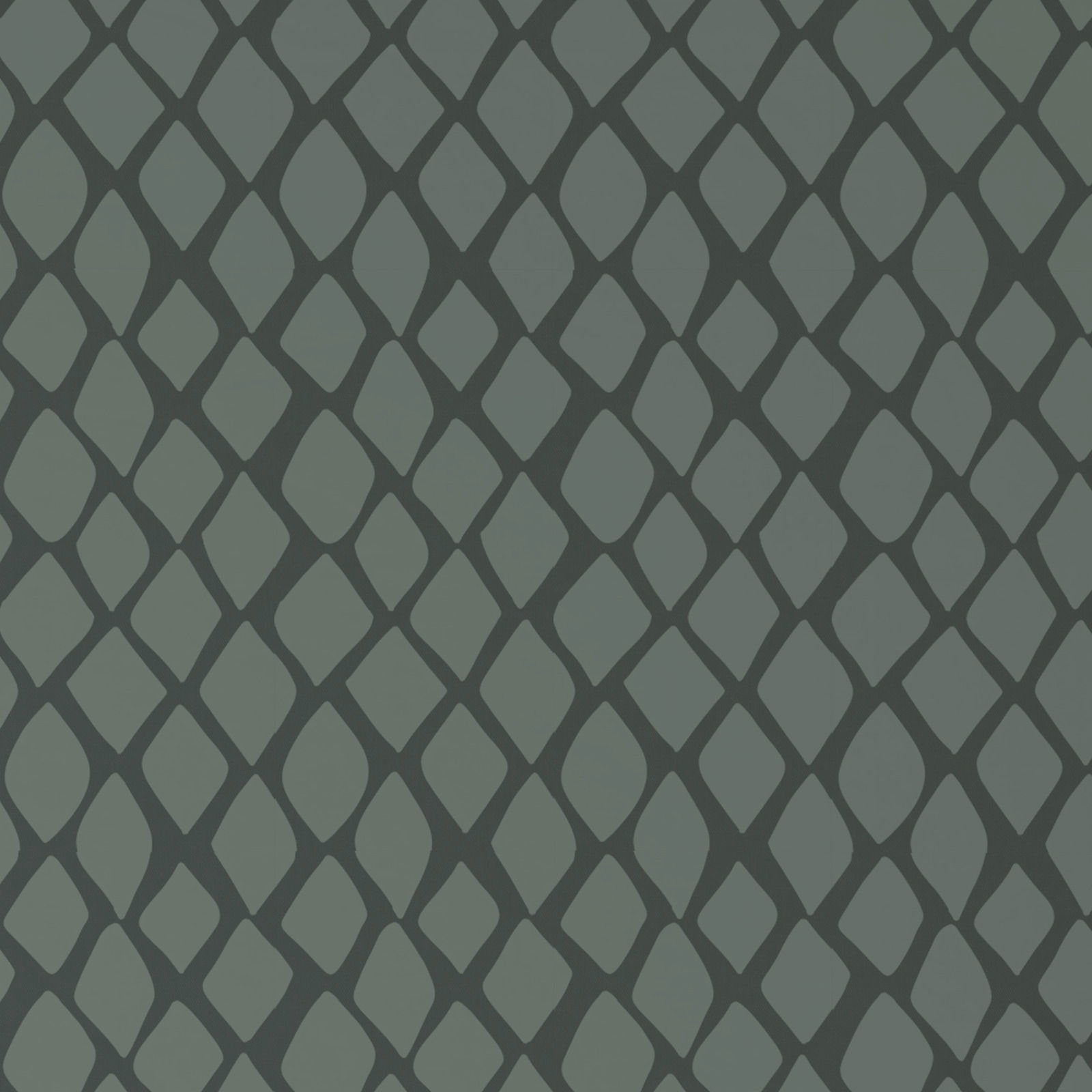 Nahaufnahme einer Wendebettwäsche mit dunkelgrünem, rautenförmigem Muster auf hellgrünem Hintergrund.