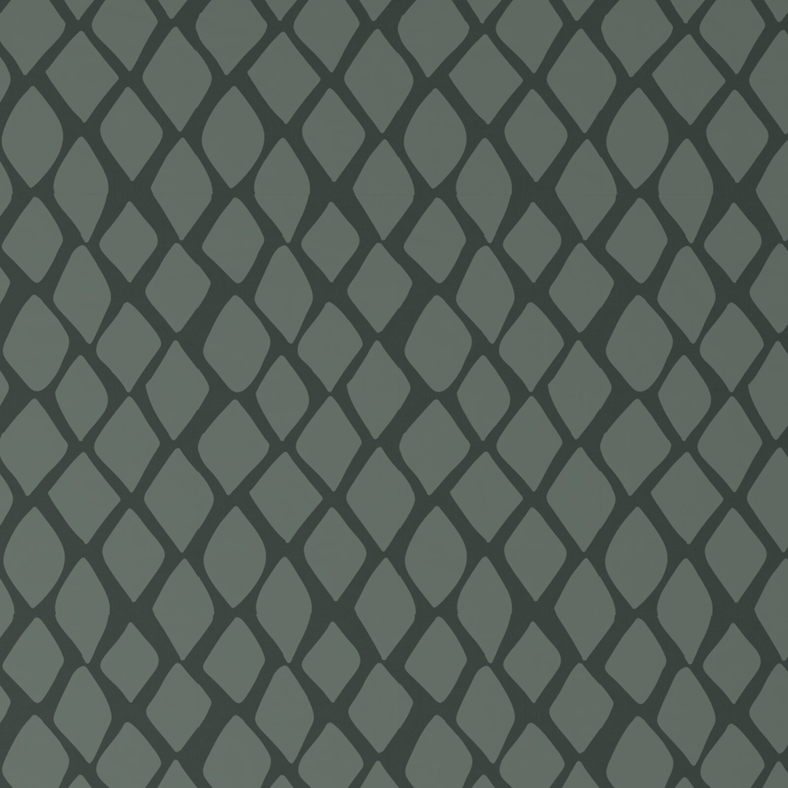 Nahaufnahme einer Wendebettwäsche mit dunkelgrünem, rautenförmigem Muster auf hellgrünem Hintergrund.