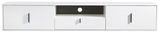 Weißes TV-Hängeboard mit zwei Türen und einer Schublade, frontale Ansicht