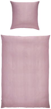 Lila Bettwäsche-Set bestehend aus einem Kissenbezug und einem Deckenbezug, Draufsicht