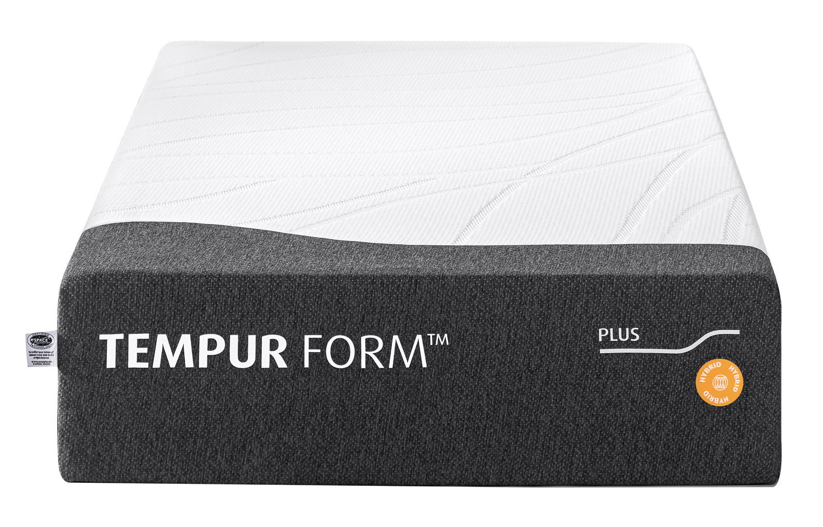 Viscomatratze 100x200 hybrid von vorne mit grauem und weißem Bezug, Markenname TEMPUR FORM sichtbar.